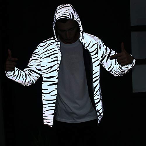 NewL Chaqueta ligera reflexiva Hombres Mujeres Malla Estilo Noctilucent Zebra Chaquetas Impermeable, gris, M