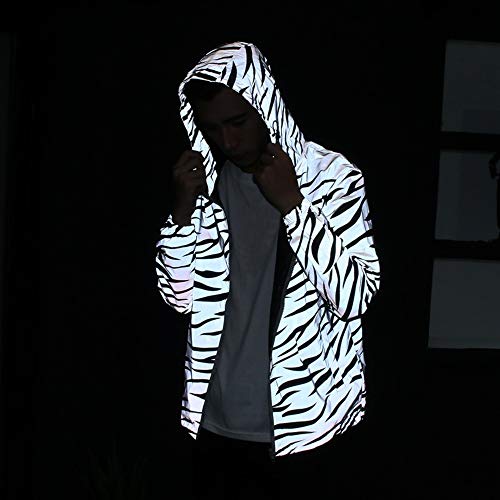 NewL Chaqueta ligera reflexiva Hombres Mujeres Malla Estilo Noctilucent Zebra Chaquetas Impermeable, gris, M