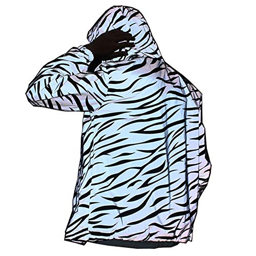 NewL Chaqueta ligera reflexiva Hombres Mujeres Malla Estilo Noctilucent Zebra Chaquetas Impermeable, gris, M