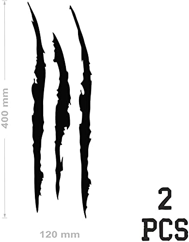 NewTeam 2 pegatinas para coche con forma de grafito | Tuning Sport | Stickers de vinilo adhesivos con forma de garras de monstruo para su moto o coche exterior 40 x 12 cm (negro)