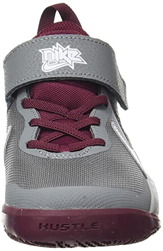 Nike Team Hustle D 10, Basketball Shoe, Smoke Grey/Pure Violet-Dark Beetroot, 35.5 EU