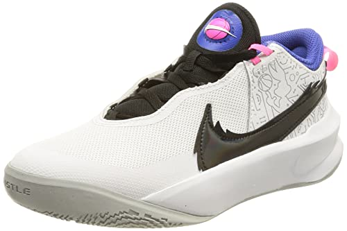 Nike Team Hustle D 10 SE (GS), Basketball Shoe, White/Black-Hyper Royal-Pink Blast, 39 EU