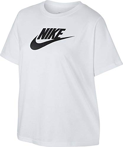 NIKE W NSW tee Essntl Futura Plus Camiseta, Mujer, White/Black, 50/52