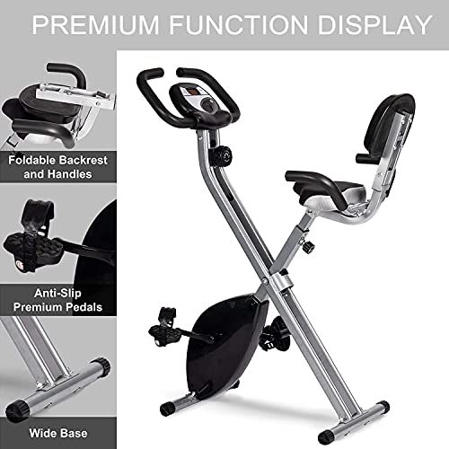 NIMO Bicicleta estática con sensores de pulso de mano,Bicicleta de Ejercicio 8 Niveles de Resistencia Magnética, Peso Máx. 120 kg Bicicleta estática de Fitness negro (X10)