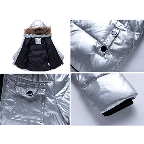 Niño Niña Conjunto de Esquí, Chaqueta con Capucha + Pantalón de Esquí Impermeable Traje de Nieve 2 Piezas Traje de Esquí Abrigos de Pluma Pantalones de Nieve Invierno Pantalones, Gris 18-24 MESI