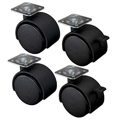 Nirox Juego de 4 Ruedas para muebles de 50 mm - Ruedas de transporte con freno hasta 120 kg - Ruedas giratorias para muebles de interior - Ruedas pivotantes con baja resistencia a la rodadura