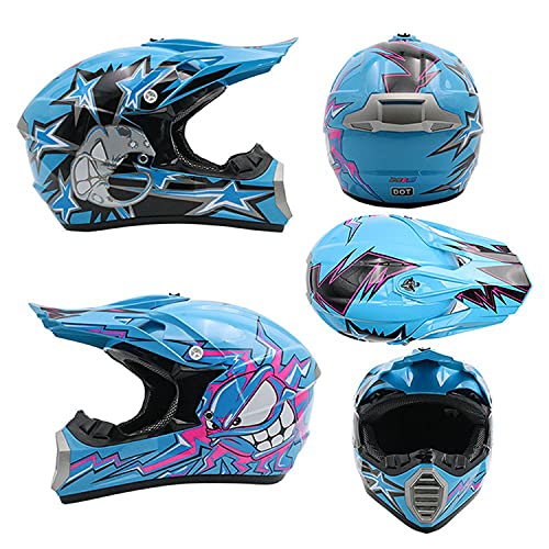 Nitro Motors - Casco de cross para niño, color amarillo, azul y verde (S, 55-56 cm)