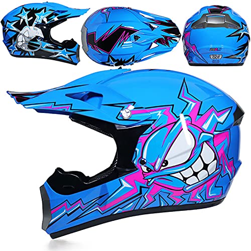 Nitro Motors - Casco de cross para niño, color amarillo, azul y verde (S, 55-56 cm)