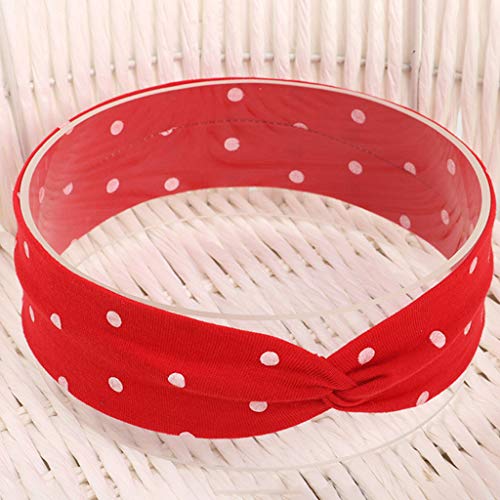 niumanery Newborn Baby Girls Cute Cross Twisted Knotted Hairband Polka Dot Printed Wide Headband Candy Color Elastic Stretchy Turban Cotton Cloth A