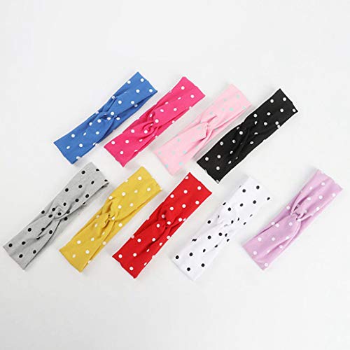 niumanery Newborn Baby Girls Cute Cross Twisted Knotted Hairband Polka Dot Printed Wide Headband Candy Color Elastic Stretchy Turban Cotton Cloth A