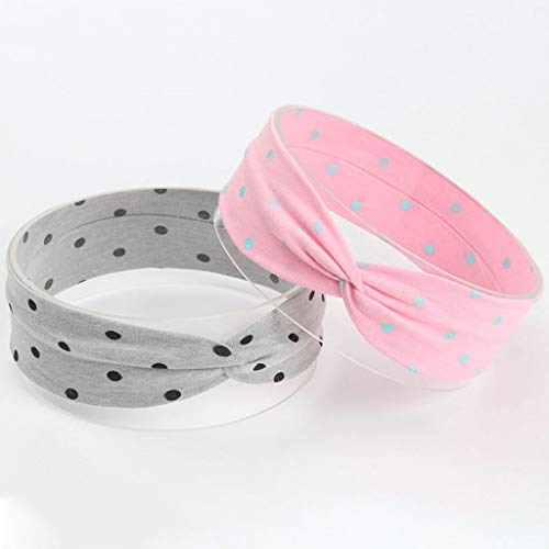 niumanery Newborn Baby Girls Cute Cross Twisted Knotted Hairband Polka Dot Printed Wide Headband Candy Color Elastic Stretchy Turban Cotton Cloth A