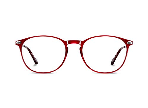 Nooz Gafas de Lectura - Color Rojo Corrección +2.50 - Forma Ovalada - Para Hombres y Mujeres - Modelo Alba Colección Essential