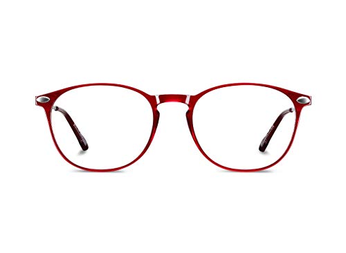 Nooz Gafas de Lectura - Color Rojo Corrección +2.50 - Forma Ovalada - Para Hombres y Mujeres - Modelo Alba Colección Essential