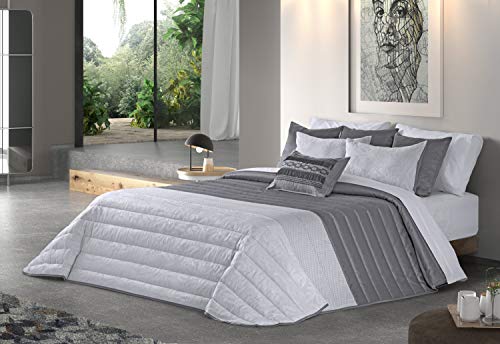 NORA HOME Boutí Edredon Acolchado Ainsa + Funda/s Cojin 40x60. (Gris, 235x260 (Cama 135))