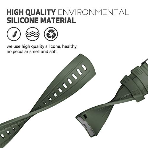 NotoCity Correa para Suunto 9 Baro Pulsera Suunto 7 D5 Spartan 24mm Sport Suave Silicona Bandas Suunto 9 Repuesto Accesorio Verde Militar