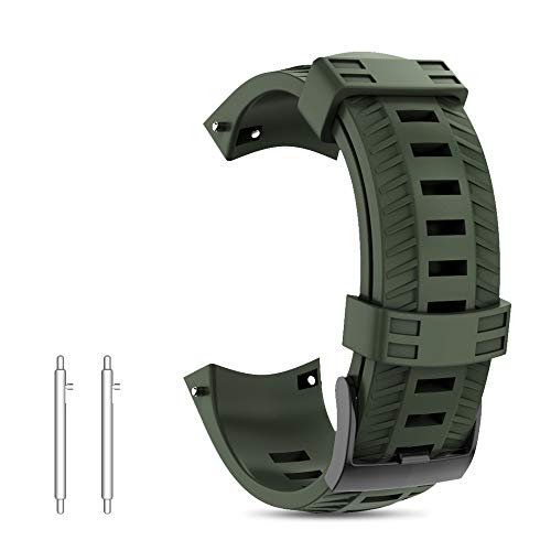 NotoCity Correa para Suunto 9 Baro Pulsera Suunto 7 D5 Spartan 24mm Sport Suave Silicona Bandas Suunto 9 Repuesto Accesorio Verde Militar