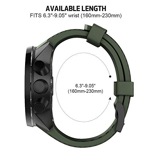 NotoCity Correa para Suunto 9 Baro Pulsera Suunto 7 D5 Spartan 24mm Sport Suave Silicona Bandas Suunto 9 Repuesto Accesorio Verde Militar