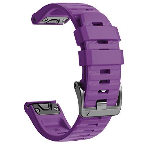 NotoCity Garmin Fenix 6X Correa, Silicona Reemplazo Correa para Garmin Fenix 6X/Fenix 6X Pro/Fenix 3/Fenix 3 HR/Fenix 5X/Fenix 5X Plus, Easy-Fit, no Adapta a Fenix 6,6s (Morado)