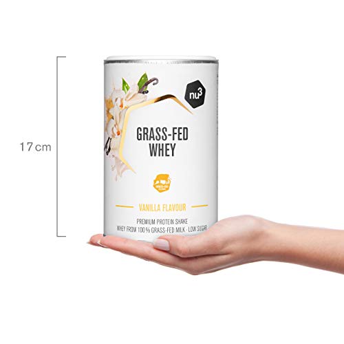 nu3 Grass-Fed Whey - Aislado de proteína de suero sabor Vainilla – 300g - Proteína en polvo con 80% de contenido proteico – De ganando alimentado solo con pasto – Verificado por Informed Sport