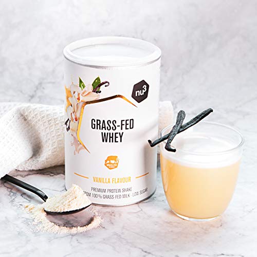 nu3 Grass-Fed Whey - Aislado de proteína de suero sabor Vainilla – 300g - Proteína en polvo con 80% de contenido proteico – De ganando alimentado solo con pasto – Verificado por Informed Sport