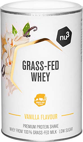 nu3 Grass-Fed Whey - Aislado de proteína de suero sabor Vainilla – 300g - Proteína en polvo con 80% de contenido proteico – De ganando alimentado solo con pasto – Verificado por Informed Sport