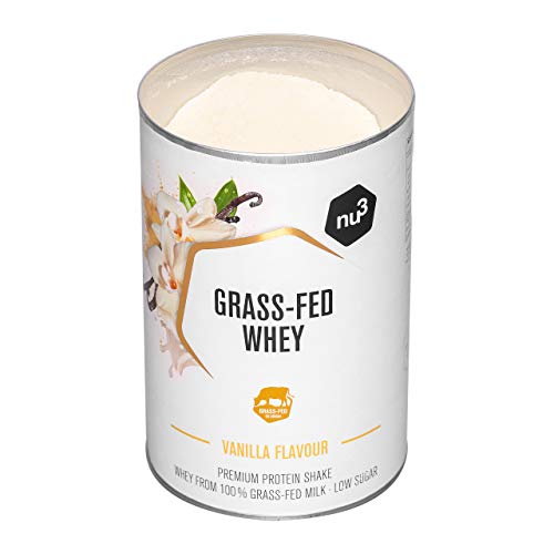 nu3 Grass-Fed Whey - Aislado de proteína de suero sabor Vainilla – 300g - Proteína en polvo con 80% de contenido proteico – De ganando alimentado solo con pasto – Verificado por Informed Sport