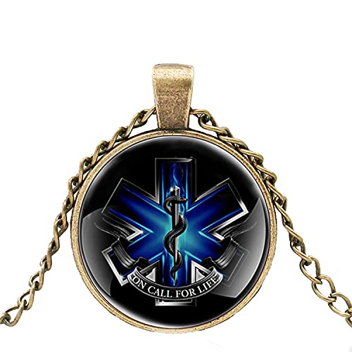 Nuevo EMT médico de emergencia Técnico negro cúpula colgante collar joyería hombres mujeres gargantilla accesorios regalos
