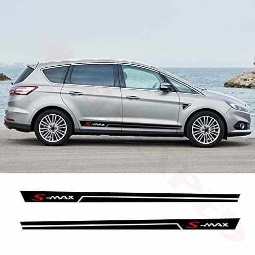 NUICHWA 2PCS Etiqueta engomada de la Falda Lateral del Coche Racing Sport Styling Auto Body Decor Vinyl Decal Sport Stripes, para Ford S-MAX