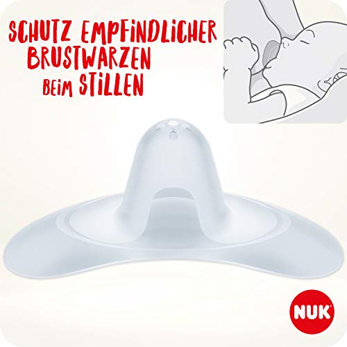 NUK - Protector de pezones para pezones sensibles, incluye estuche protector, 2 unidades, transparente transparente transparente Talla:L