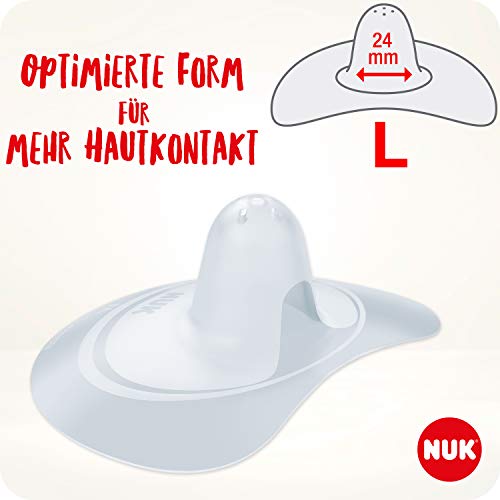 NUK - Protector de pezones para pezones sensibles, incluye estuche protector, 2 unidades, transparente transparente transparente Talla:L