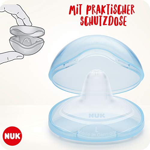 NUK - Protector de pezones para pezones sensibles, incluye estuche protector, 2 unidades, transparente transparente transparente Talla:L