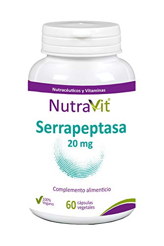 NutraVit SERRAPEPTASA 20 mg | Potente antiinflamatorio | Complemento Alimenticio a base de Serrapeptasa | 100% Vegano | 60 Cápsulas Vegetales