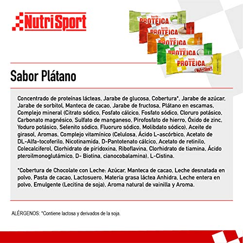 NUTRISPORT CLINICAL NUTRITION, S.A. – Barritas Proteicas para Deportistas, Sabor Plátano, Caja de 24 Barritas, 24x 46 gr