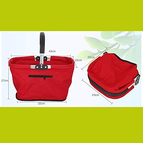 NYKK Carritos de la Compra Carrito Plegable portátil de Almacenamiento de Datos Market Basket Fruit Basket Broma de la Tela de Oxford Carrito Carros Utilitarios Portátiles (Color : Red)