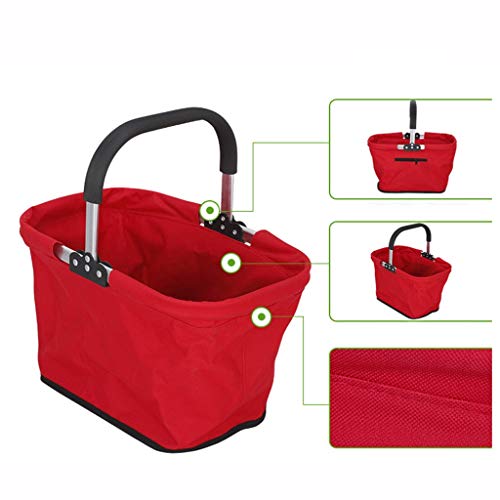 NYKK Carritos de la Compra Carrito Plegable portátil de Almacenamiento de Datos Market Basket Fruit Basket Broma de la Tela de Oxford Carrito Carros Utilitarios Portátiles (Color : Red)