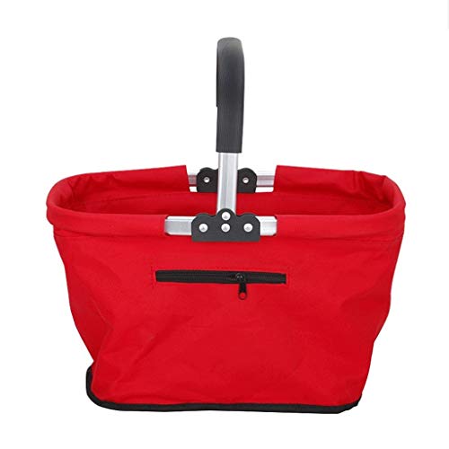 NYKK Carritos de la Compra Carrito Plegable portátil de Almacenamiento de Datos Market Basket Fruit Basket Broma de la Tela de Oxford Carrito Carros Utilitarios Portátiles (Color : Red)