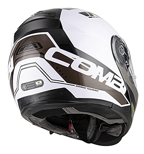 NZI - Casco para Moto Modular Abatible Combi Duo 2 con Pantalla Solar Interior (Shock Blanco/Negro, XL (60 cm.))