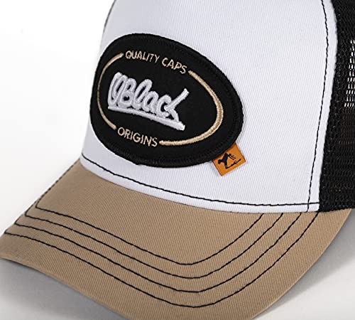 Oblack Gorras de Hombre Origins White & Beige Gorras Mujer Negro Beisbol Ajustable con Visera y Rejilla - Gorra Trucker