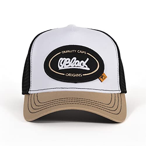 Oblack Gorras de Hombre Origins White & Beige Gorras Mujer Negro Beisbol Ajustable con Visera y Rejilla - Gorra Trucker