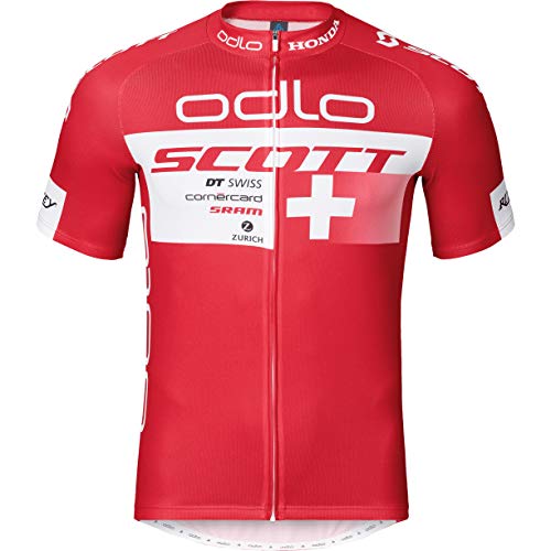 Odlo Scott - Maillot de Bicicleta de Manga Corta para Hombre, Camiseta, Color Suiza, tamaño Small