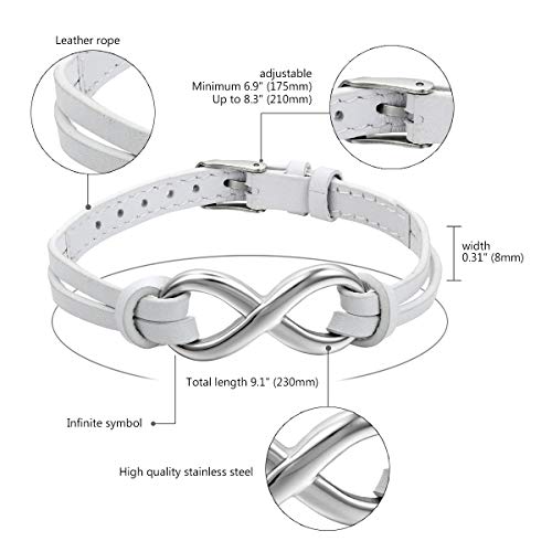 OIDEA Pulseras Pareja Infinito Cuero con Colgante Símbolo Infinito Brazalete para Hombre Mujer Regalo San Valentín Joyería de Moda