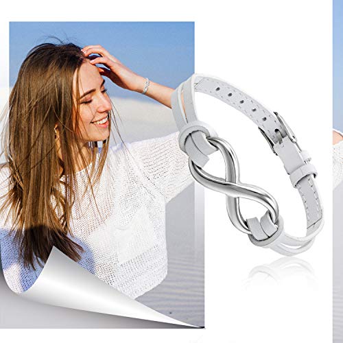 OIDEA Pulseras Pareja Infinito Cuero con Colgante Símbolo Infinito Brazalete para Hombre Mujer Regalo San Valentín Joyería de Moda