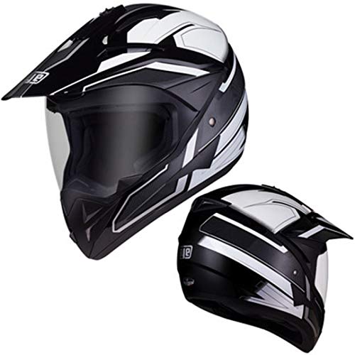 OLEEKA Casco de la motocicleta Casco de cara completa Visor claro Alerón Casco Moto Capacete Motocross DOT aprobado para carreras