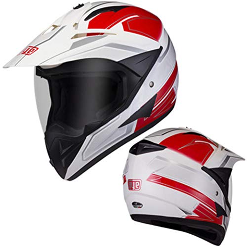 OLEEKA Casco de la motocicleta Casco de cara completa Visor claro Alerón Casco Moto Capacete Motocross DOT aprobado para carreras