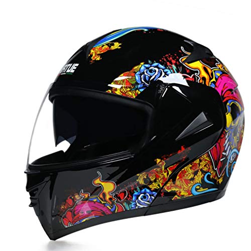 OLEEKA Casco de moto Racing Full Face de Protege los ojos y la cara, Anti-Frog transpirable