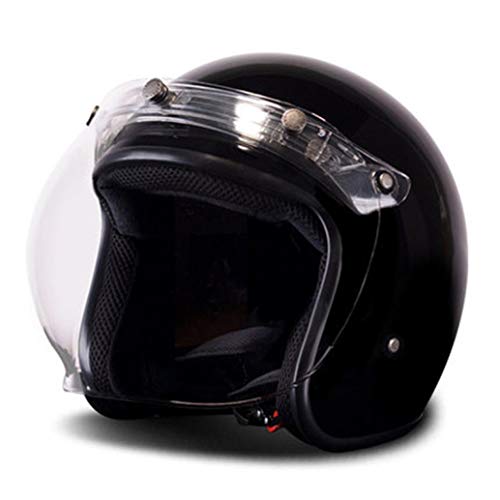 OLEEKA Casco de moto Retro Vintage Moto Moto Cruiser Chopper Scooter Cafe Racer 3/49 Casco de cara abierta con visor de burbujas