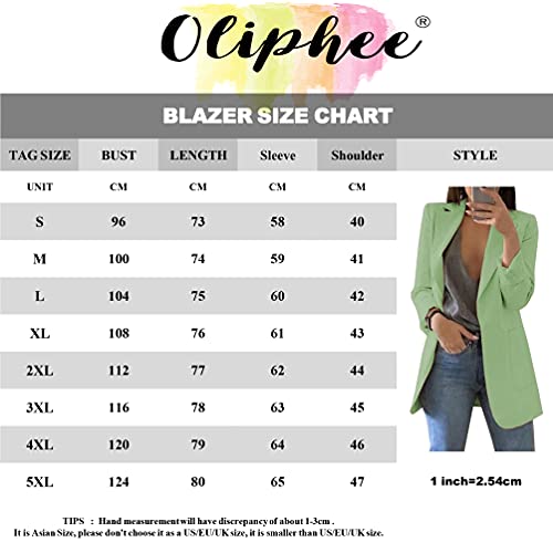 OLIPHEE Mujer Blazer Traje De Chaqueta Ropa Trabajo Casual OL Oficina Negocio con Bolsillo Azul-L