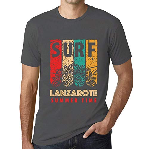 One in the City Hombre Camiseta Vintage T-Shirt Gráfico Surf Summer Time Lanzarote Ratón Gris