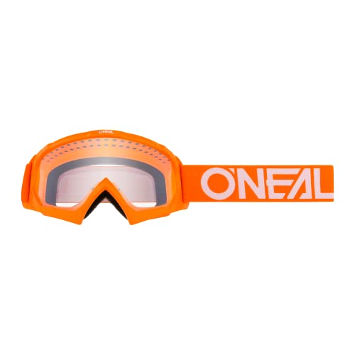 O'Neal | Recambios de gafas de Motocross | Enduro | Diseño moderno del marco, lentes 3D de 1,2 mm, 100% de protección UV | B10 Niños Goggle Solid | Blanco Naranja | Talla única