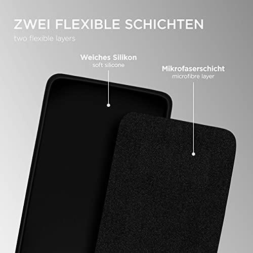 ONEFLOW Soft Case compatible con Samsung Galaxy A40 Carcasa de silicona borde elevado para protección de pantalla, doble capa, suave funda – negro mate